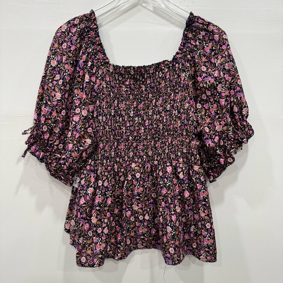 Old Navy Puff Sleeve Square Neck Floral Babydoll Blouse Top New XL - Picture 2 of 8